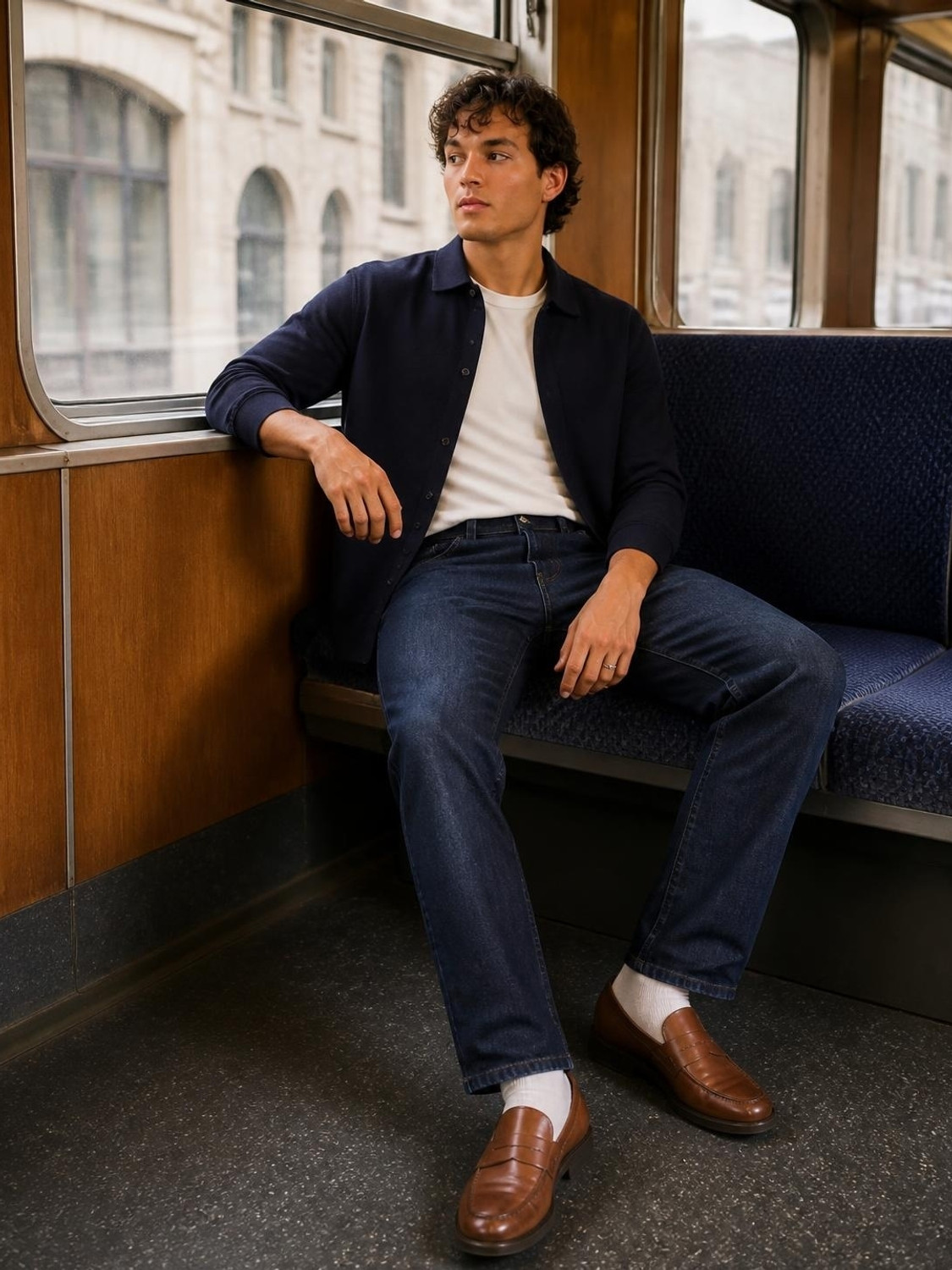 Image of Allen Solly Men Regular Mid Rise Blue Jeans
