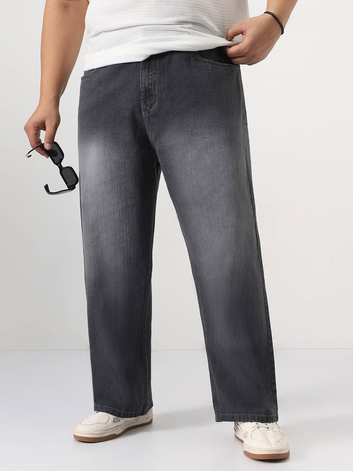 Urbano Plus Loose Fit Men Dark Grey Jeans - Image 1