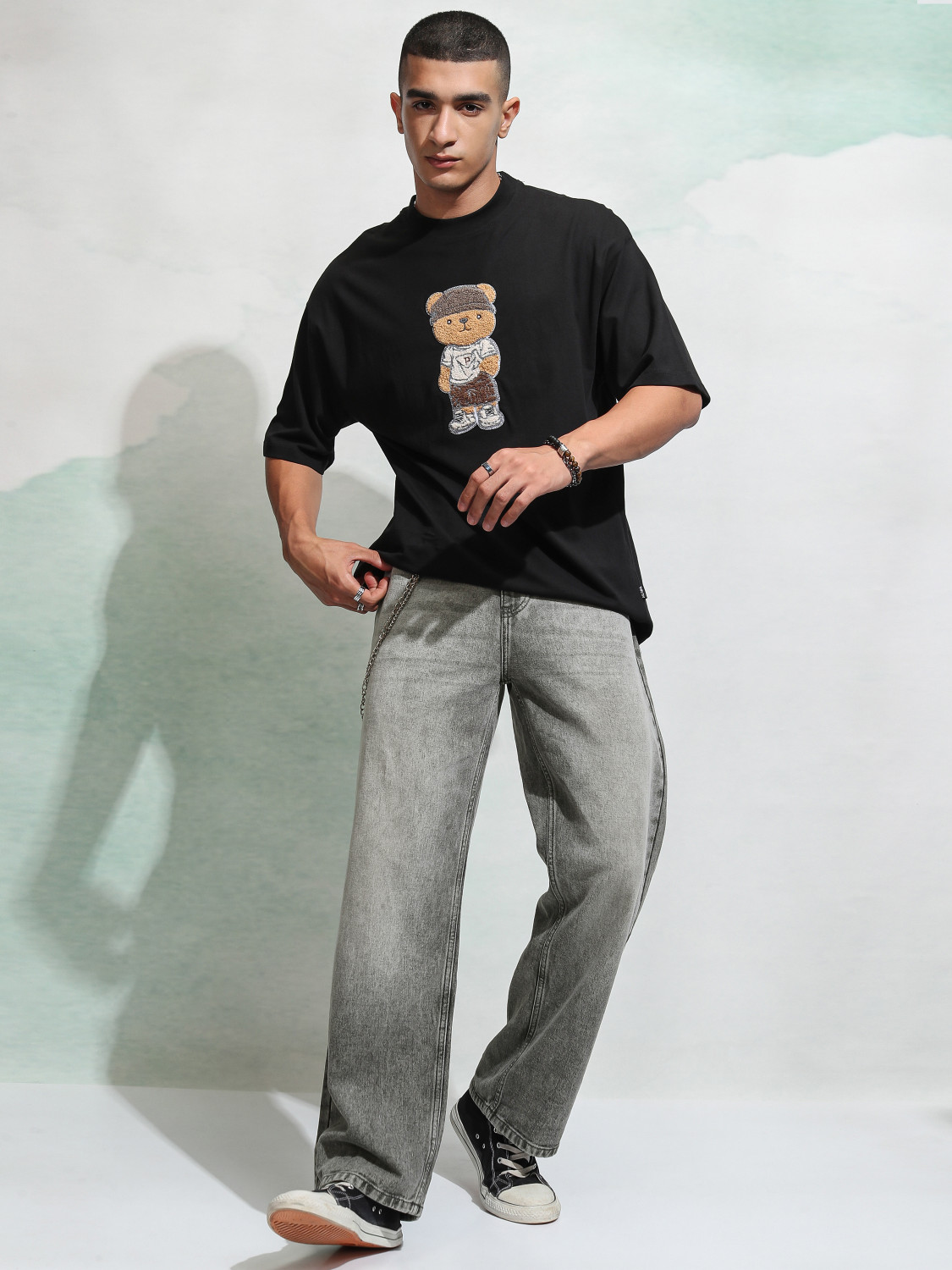 Image of HIGHLANDER Men Relaxed Fit Mid Rise Grey Jeans
