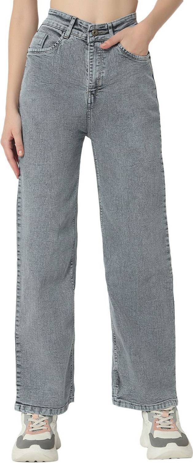 AKACY Wide Leg Women Grey Jeans