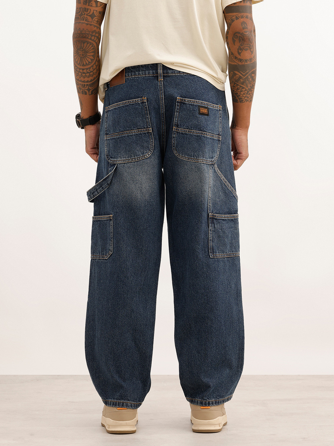 Image of WROGN Men Loose Fit Mid Rise Blue Jeans