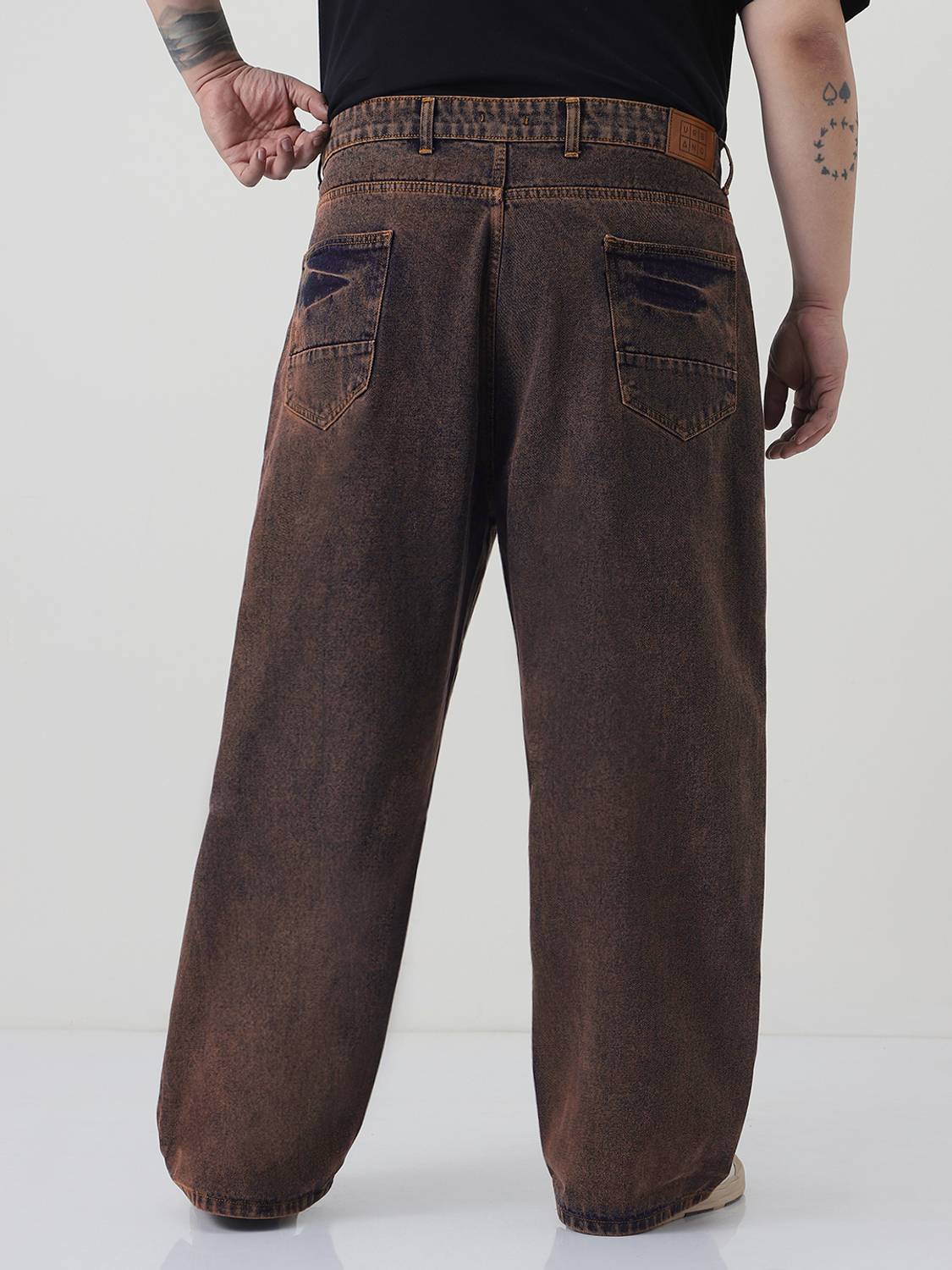 Urbano Plus Loose Fit Men Brown Jeans - Image 3