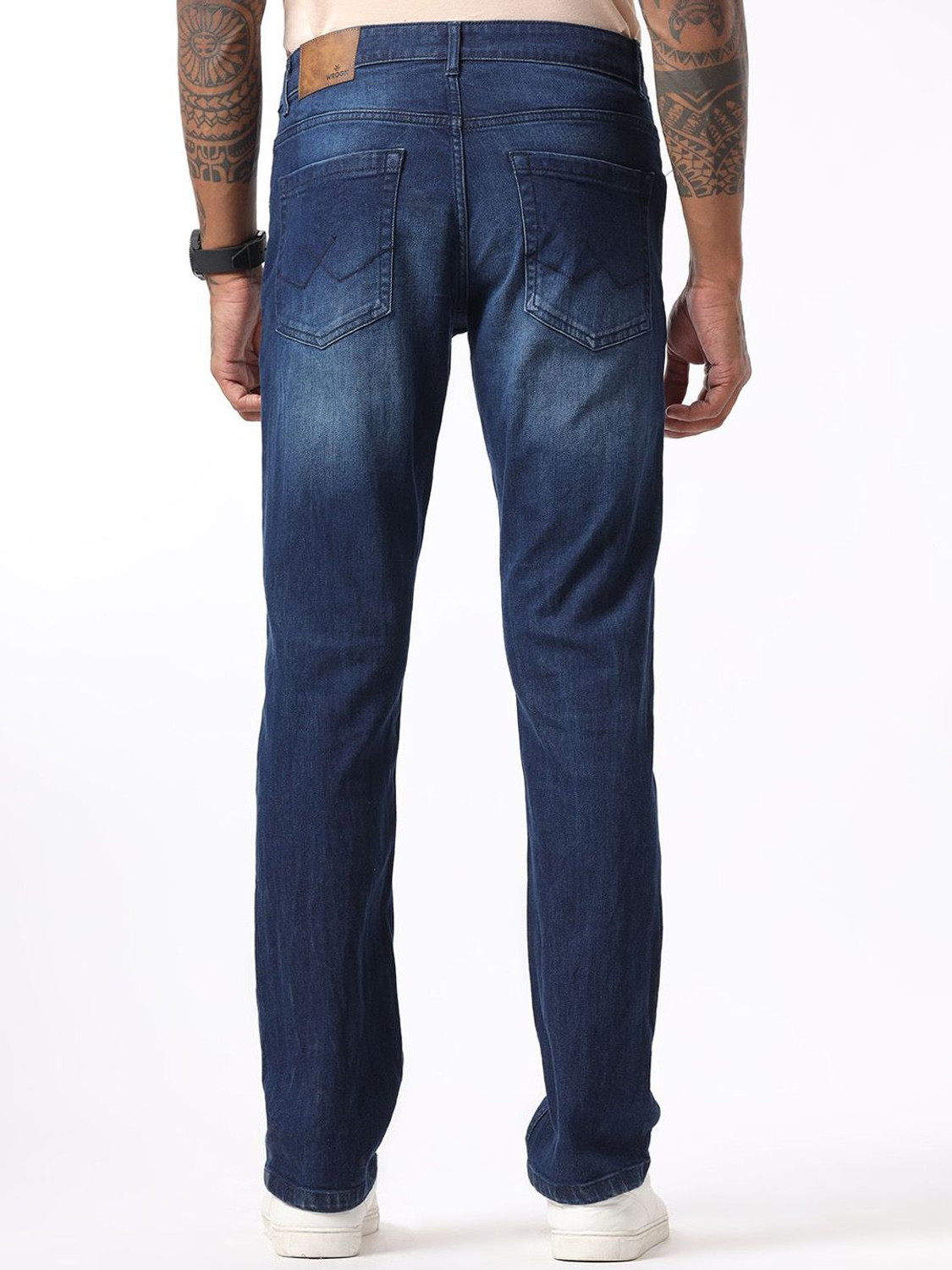 Image of WROGN Straight Fit Men Blue Jeans