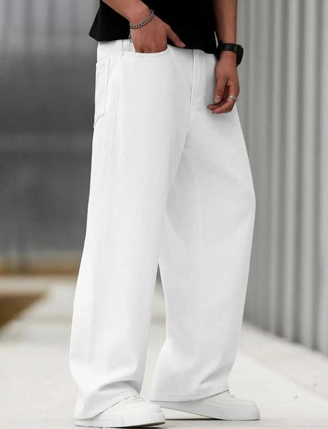 Image of Denim Asia Loose Fit Men White Jeans