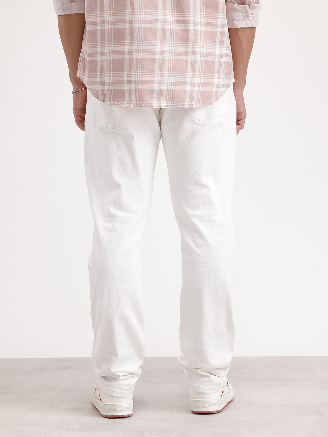Image of WROGN Men Slim Mid Rise White Jeans