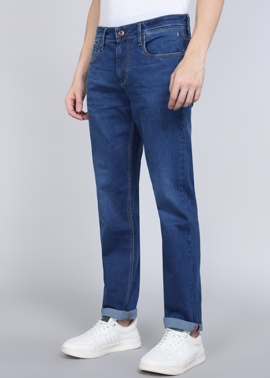 Image of KILLER Men Slim Mid Rise Dark Blue Jeans