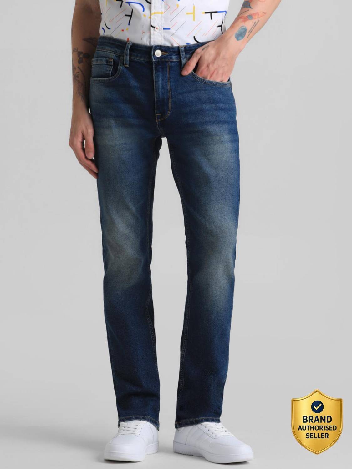 JACK & JONES Regular Men Dark Blue Jeans