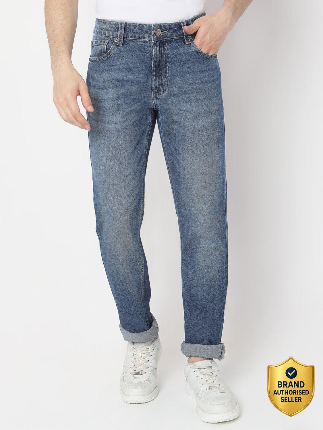 Image of Spykar Regular Men Blue Jeans