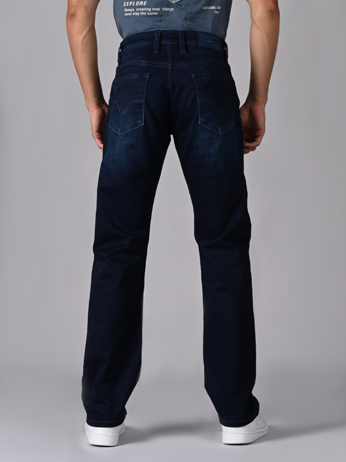 Image of LAWMAN Straight Fit Men Dark Blue Jeans
