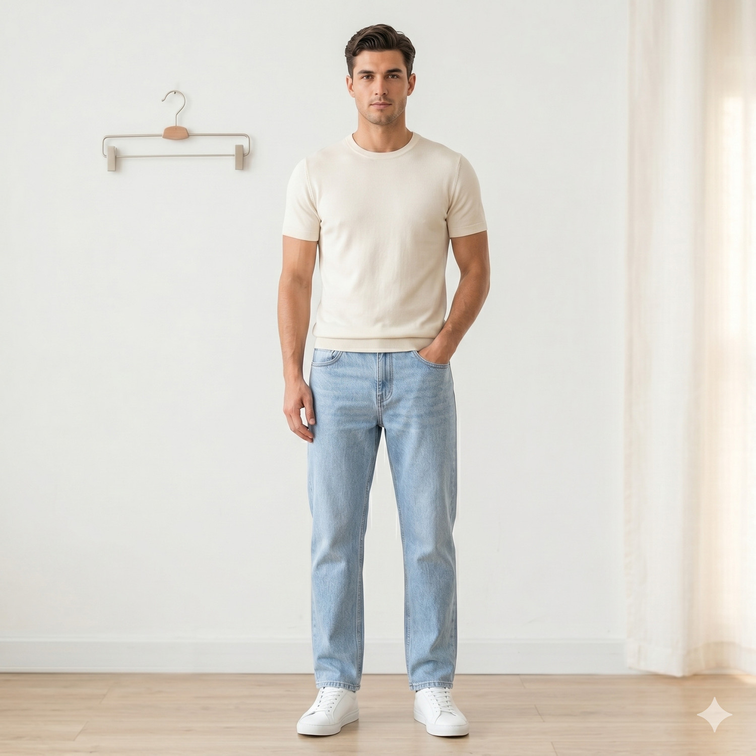 Image of GlowCart Mom Fit Men Light Blue Jeans