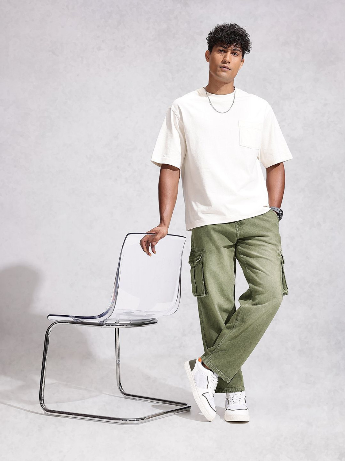 Image of WROGN Regular Men Green Jeans