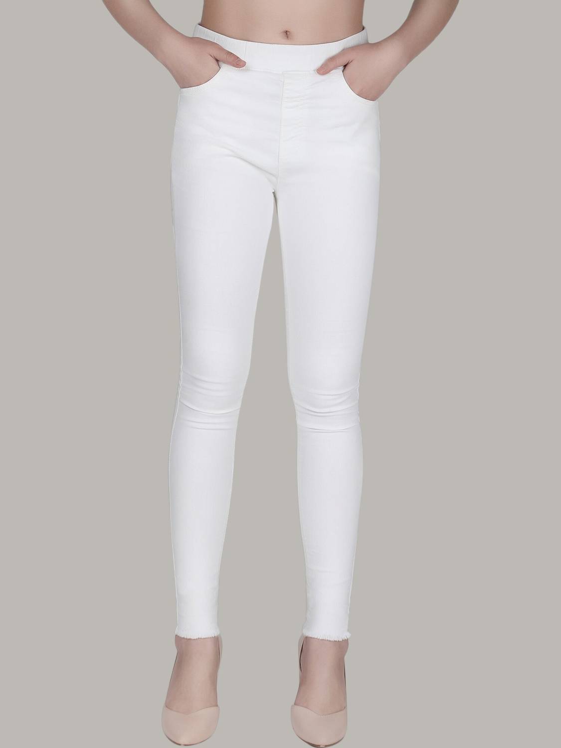 3BUTTERFLIES Skinny Women White Jeans