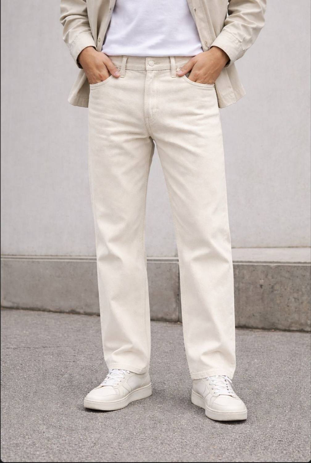 Zaba Denim Relaxed Fit Men Beige, White Jeans - Image 4