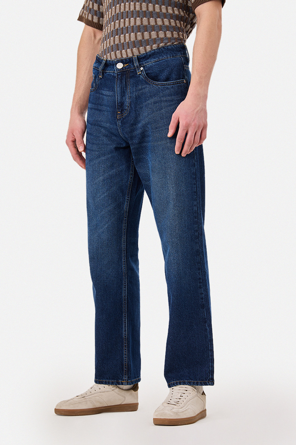 Image of Snitch Men Straight Fit Mid Rise Dark Blue Jeans