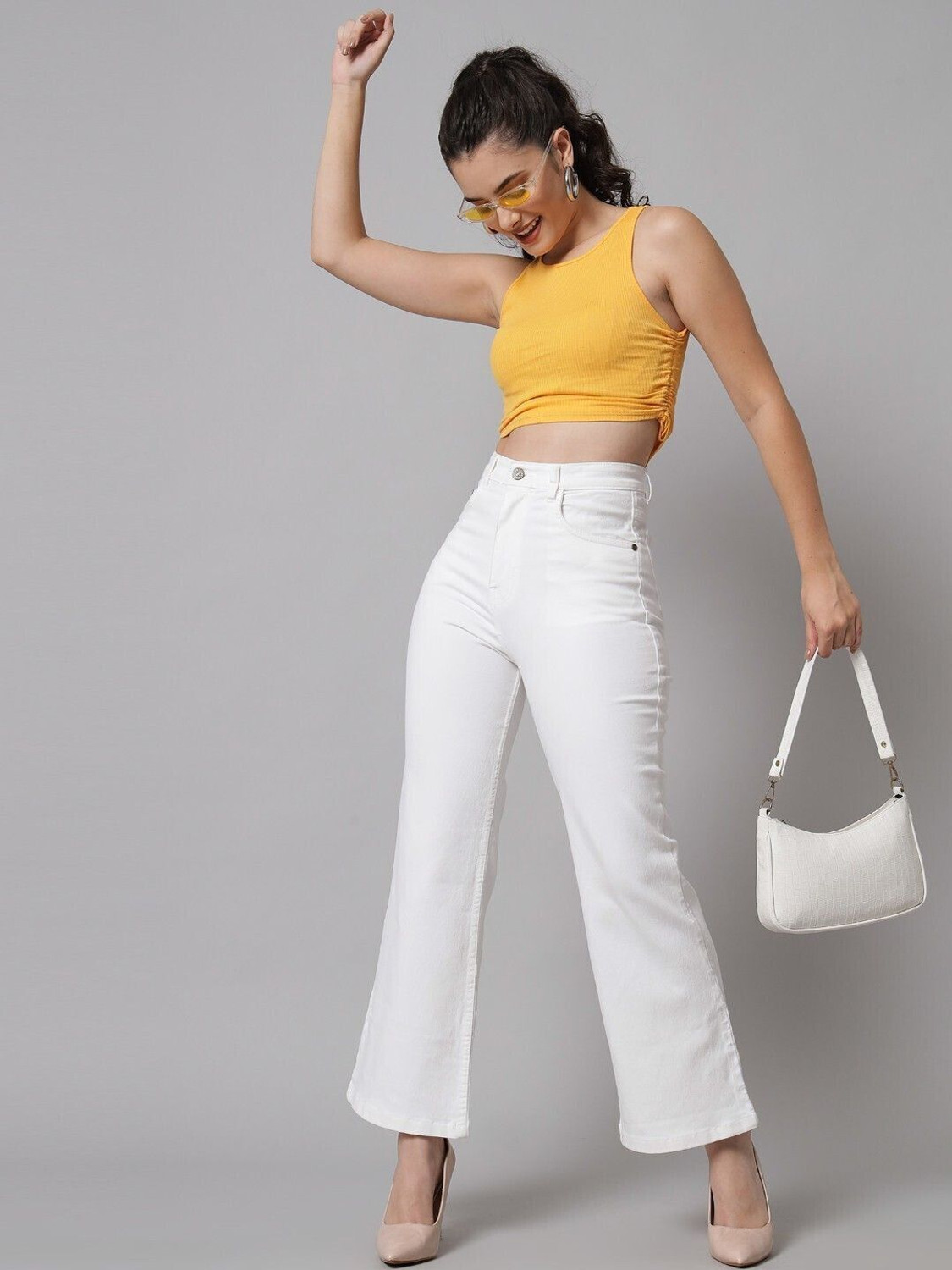 Image of GUTI Flared Women White Jeans