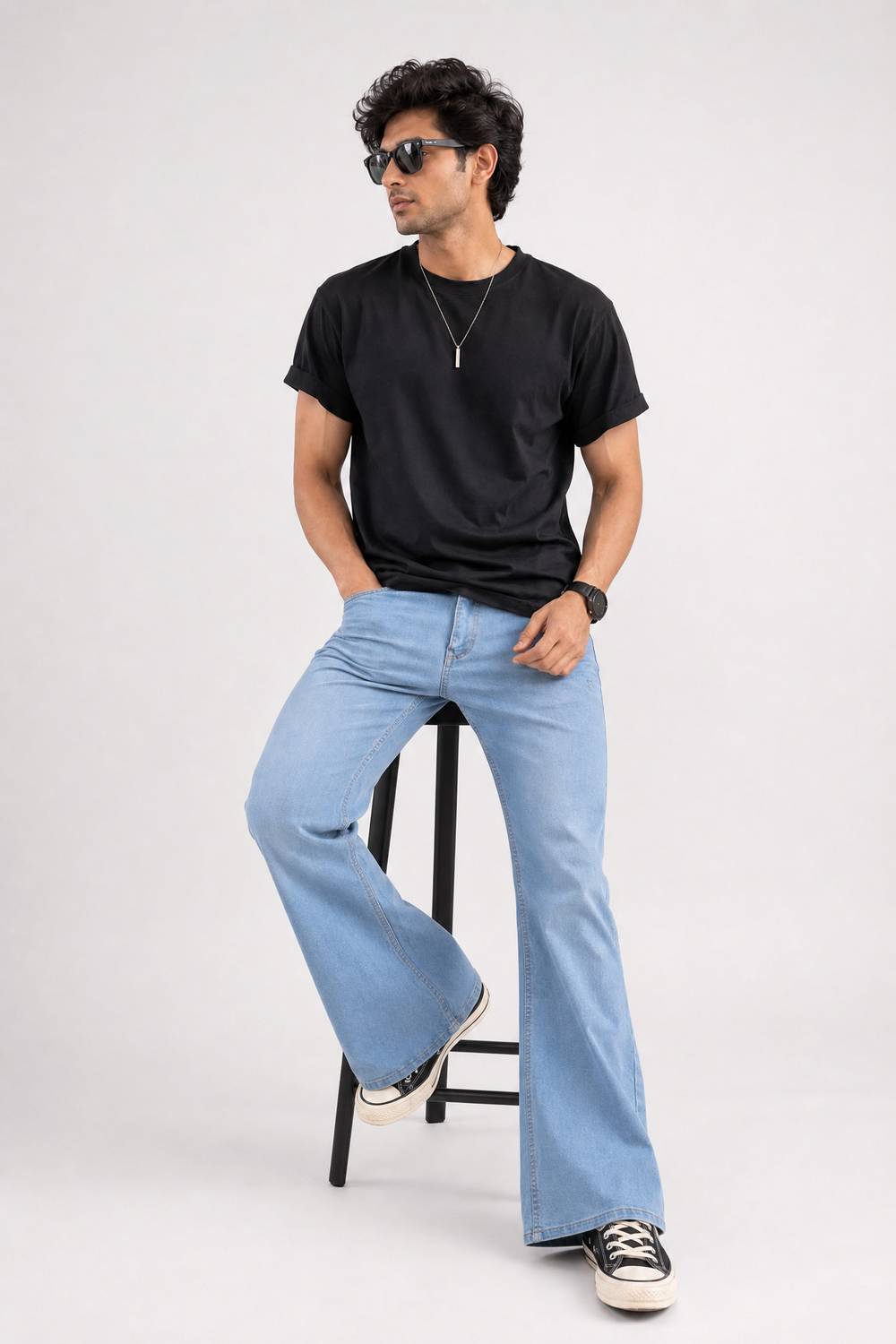 LA HOMMI Boot-Leg Men Light Blue Jeans - Image 3