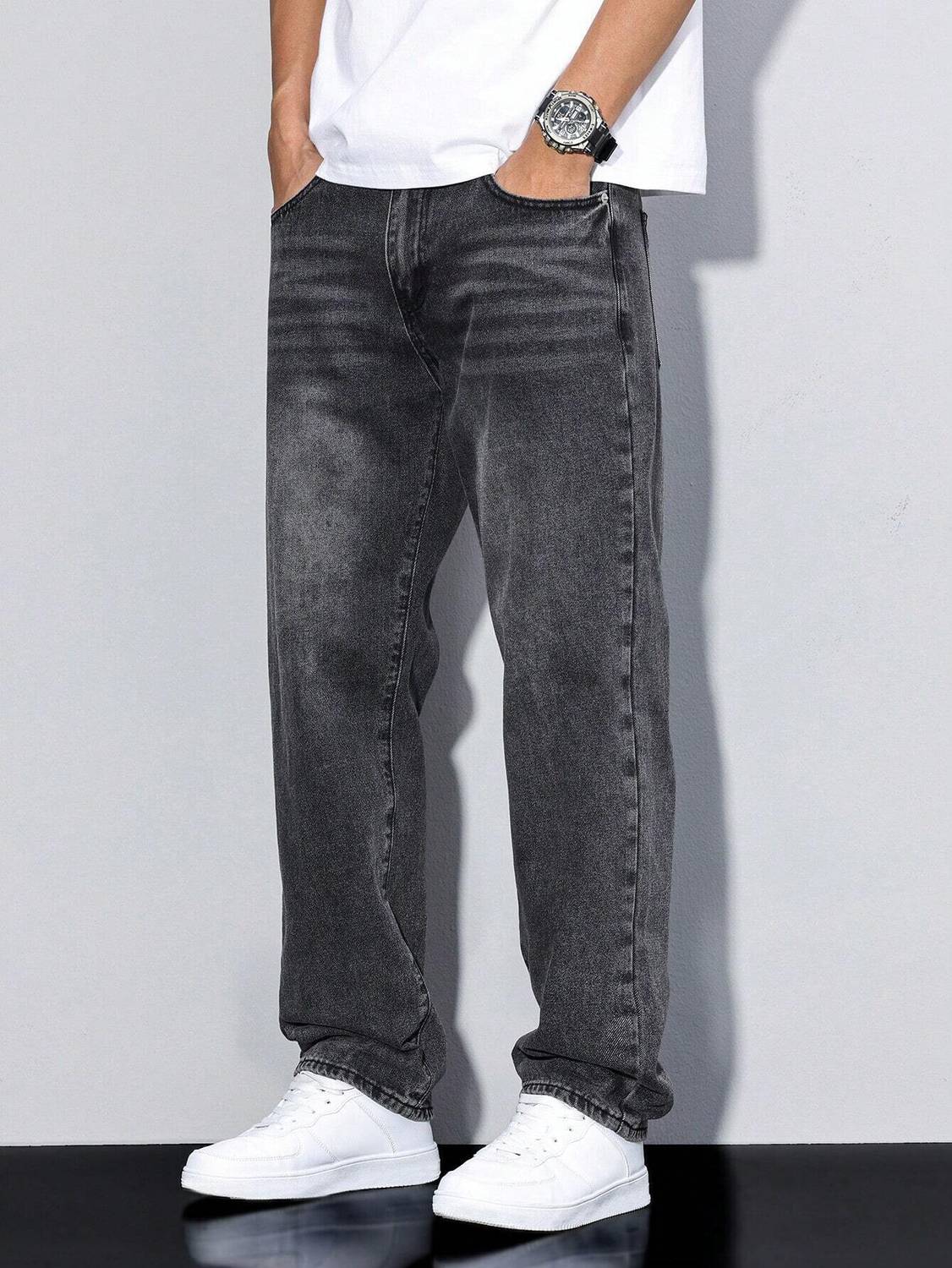 DENIM Loose Fit Men Dark Grey Jeans - Image 3