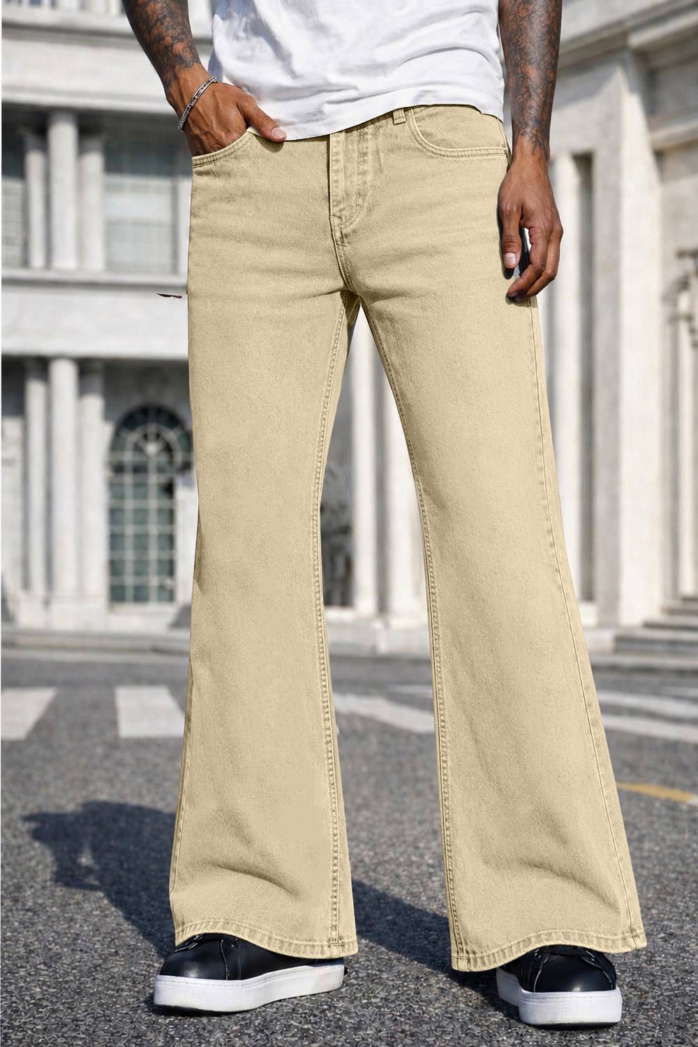 Plus91 Boot-Leg Men Beige Jeans - Image 1
