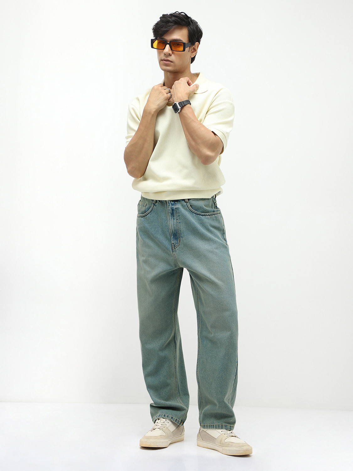 Image of Urbano Fashion Loose Fit Men Light Green Jeans