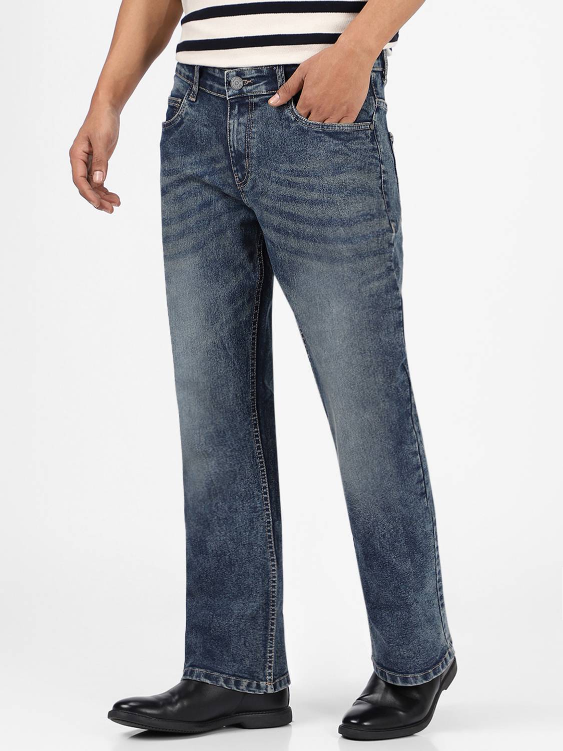 Urbano Men Dark Blue Boot-Leg Jeans - Image 2