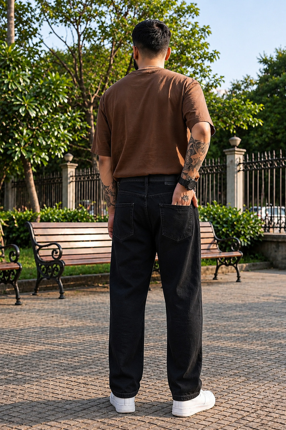 Image of Clyver Men Straight Fit Mid Rise Black Jeans