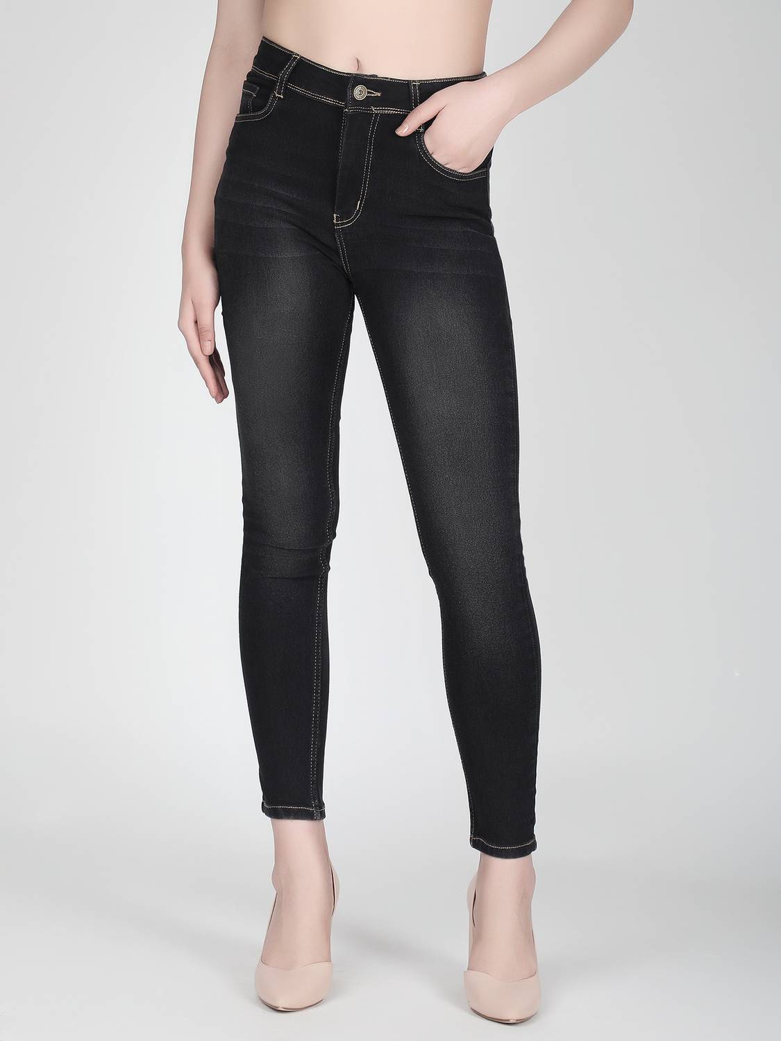 3BUTTERFLIES Skinny Women Black Jeans