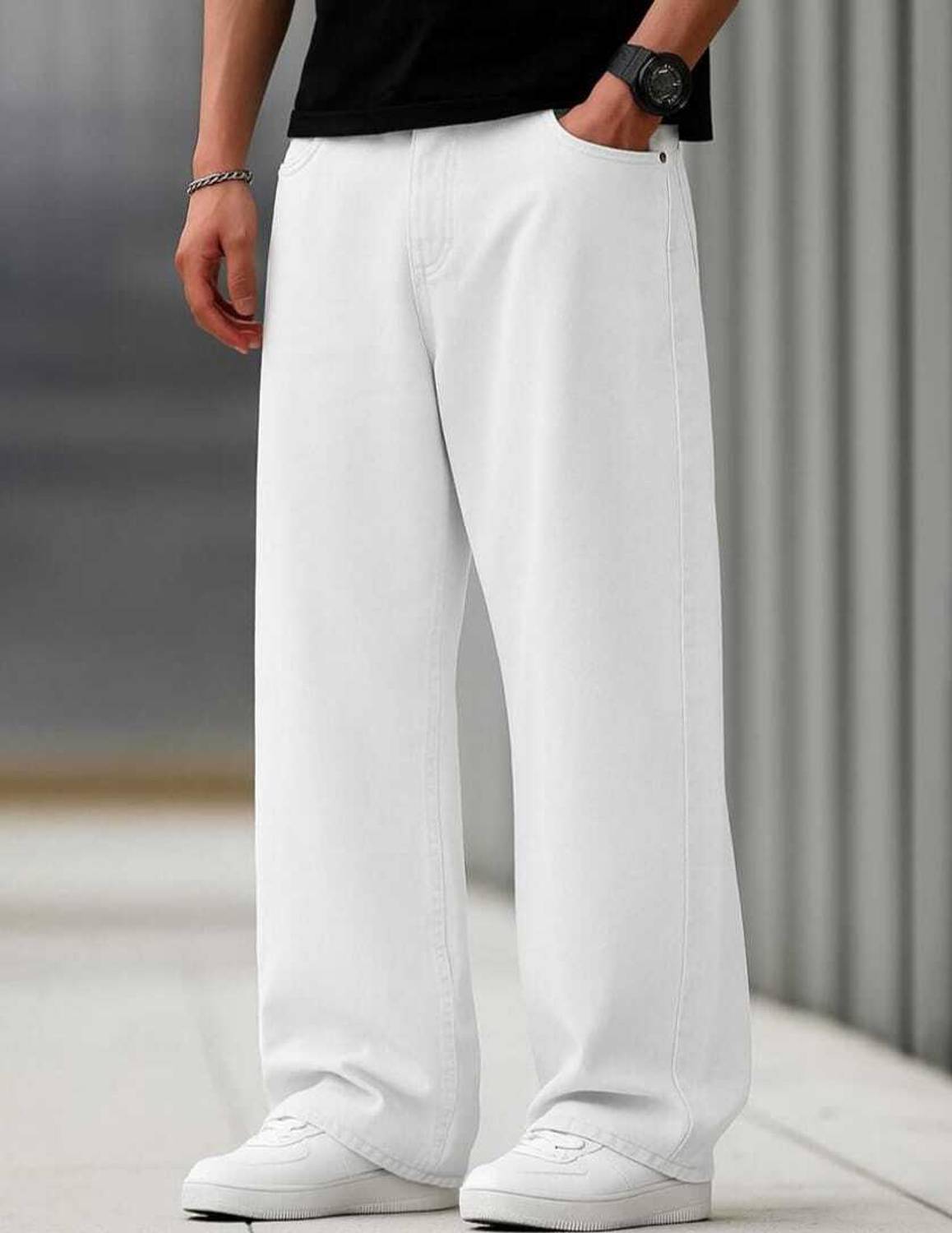 wearworld Loose Fit Men White Jeans - Image 1