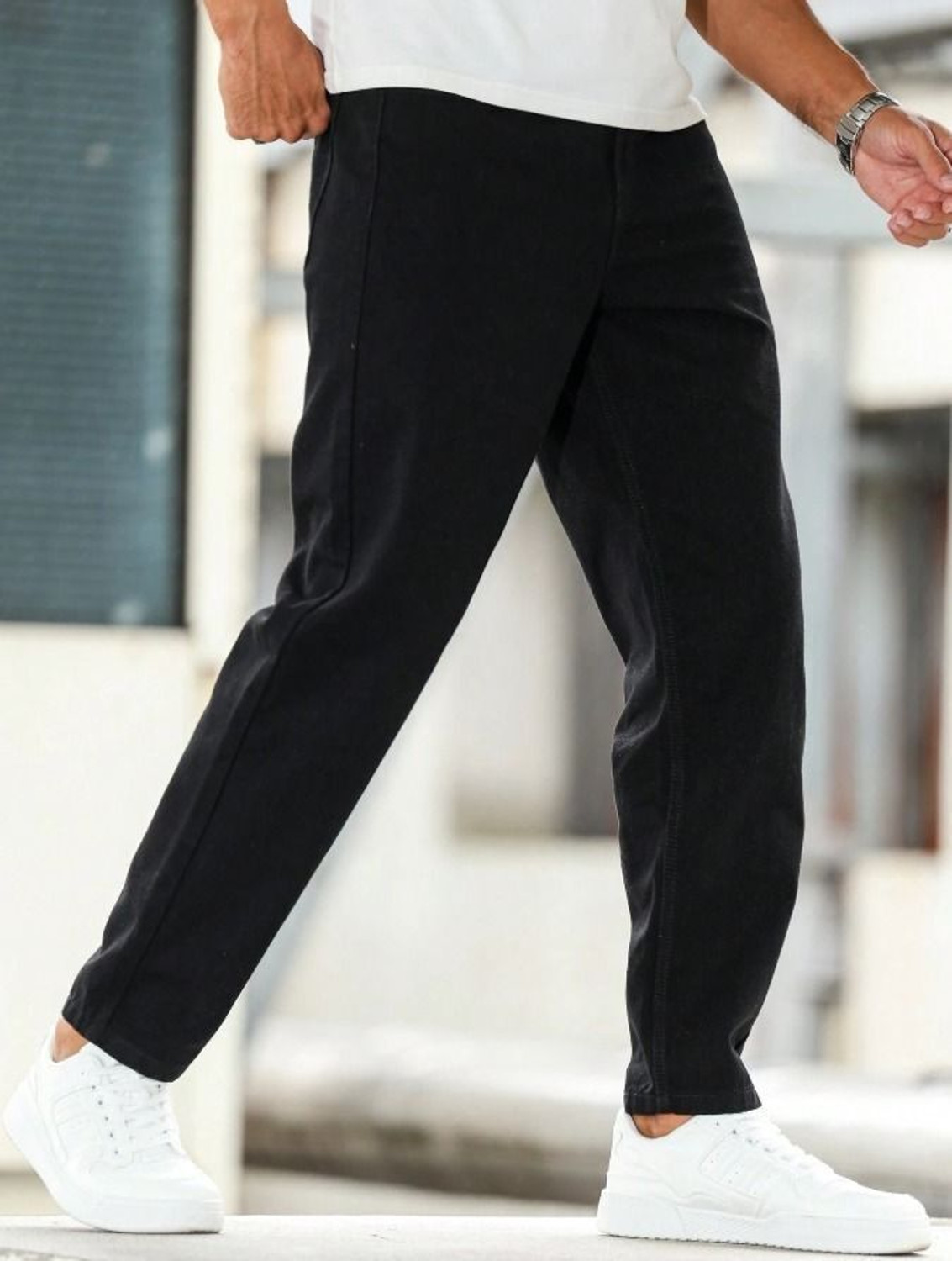 Image of PERISFASHION Relaxed Fit Men Black Jeans