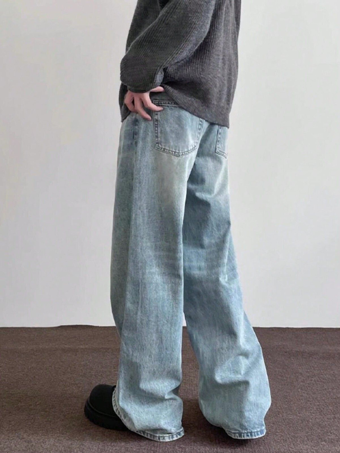 Image of Leriya Fashion Loose Fit Men Light Blue Jeans