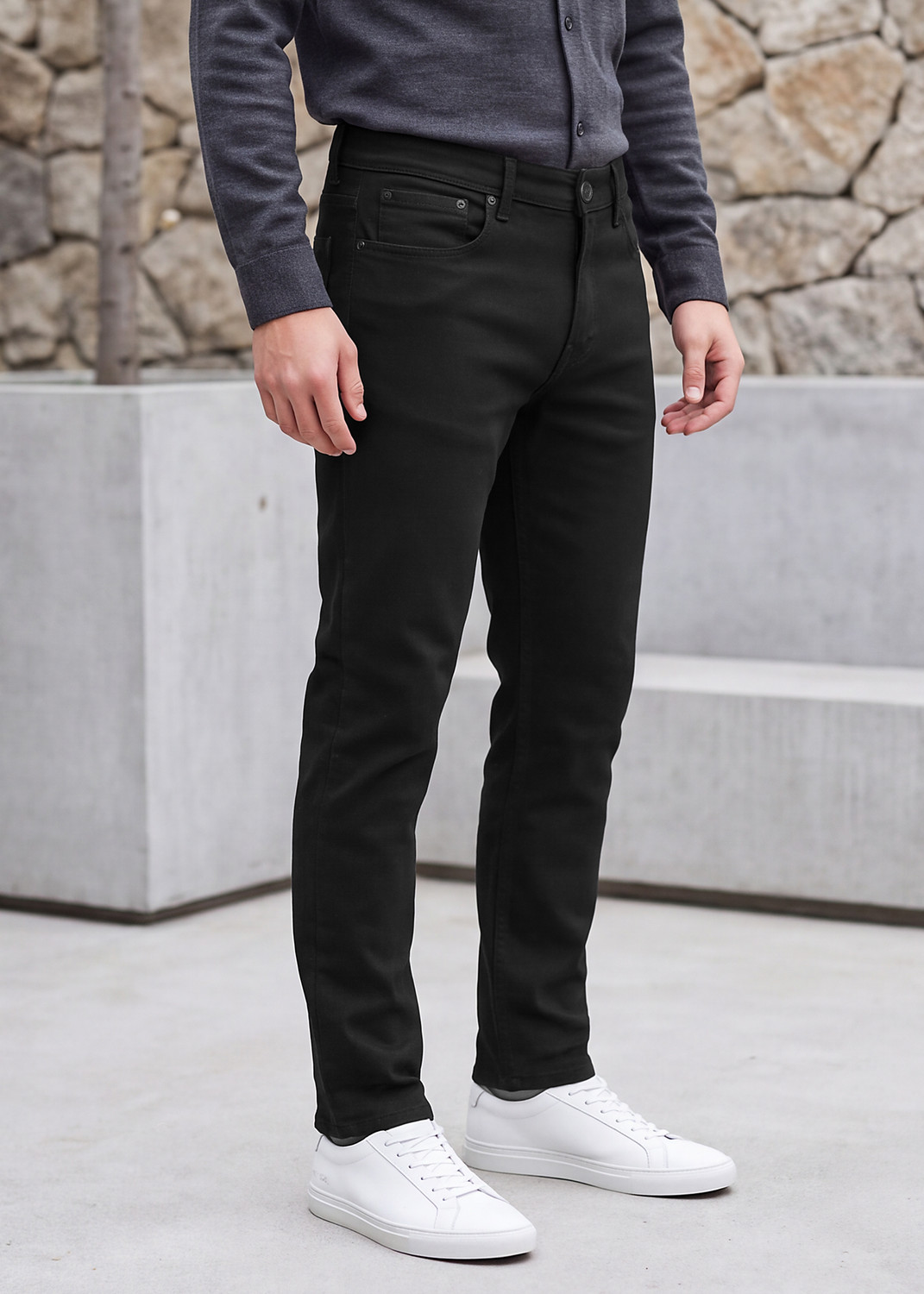 Image of INTEGRITI Men Straight Fit Mid Rise Black Jeans