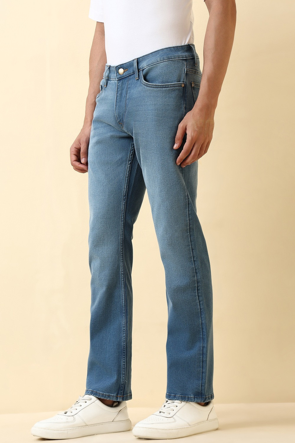 Image of Allen Solly Boot-Leg Men Blue Jeans
