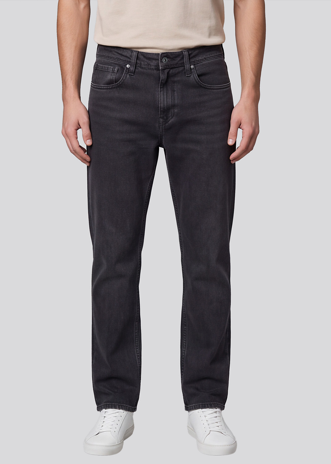 Image of LAWMAN Men Straight Fit Mid Rise Grey Jeans
