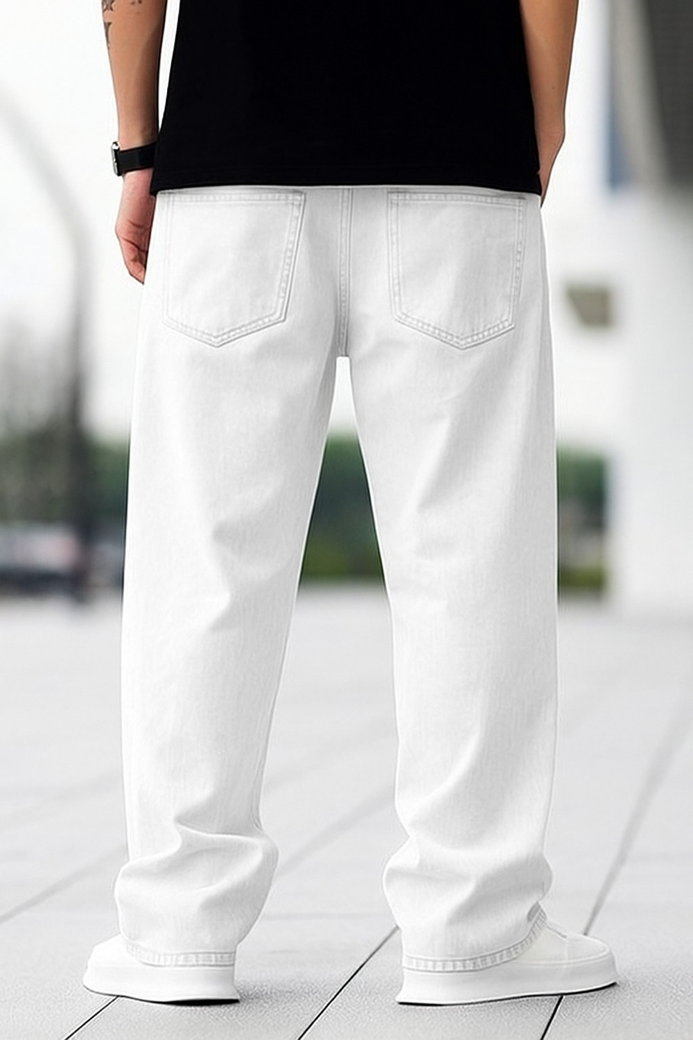 Image of METRONAUT Loose Fit Men White Jeans