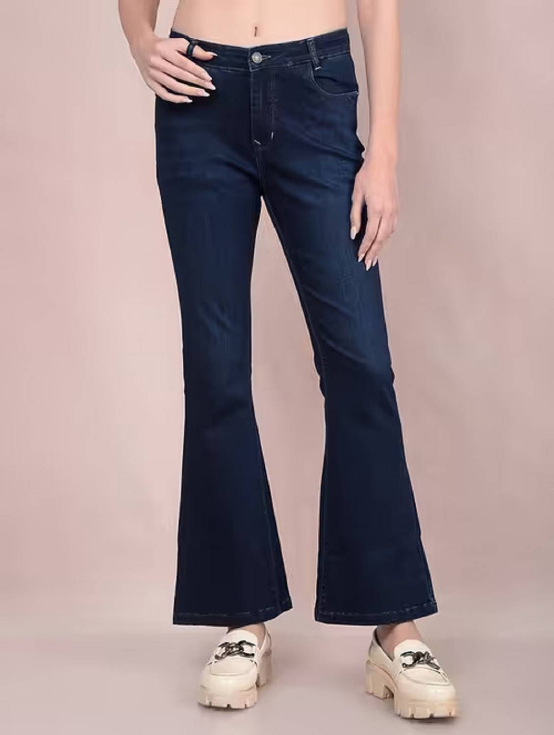 ADBUCKS Boot-Leg Women Dark Blue Jeans
