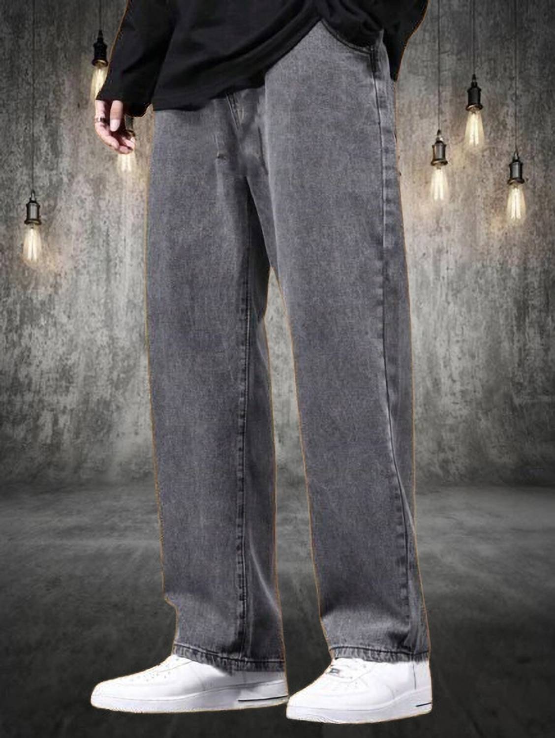 StarForWell Loose Fit Men Grey Jeans - Image 1