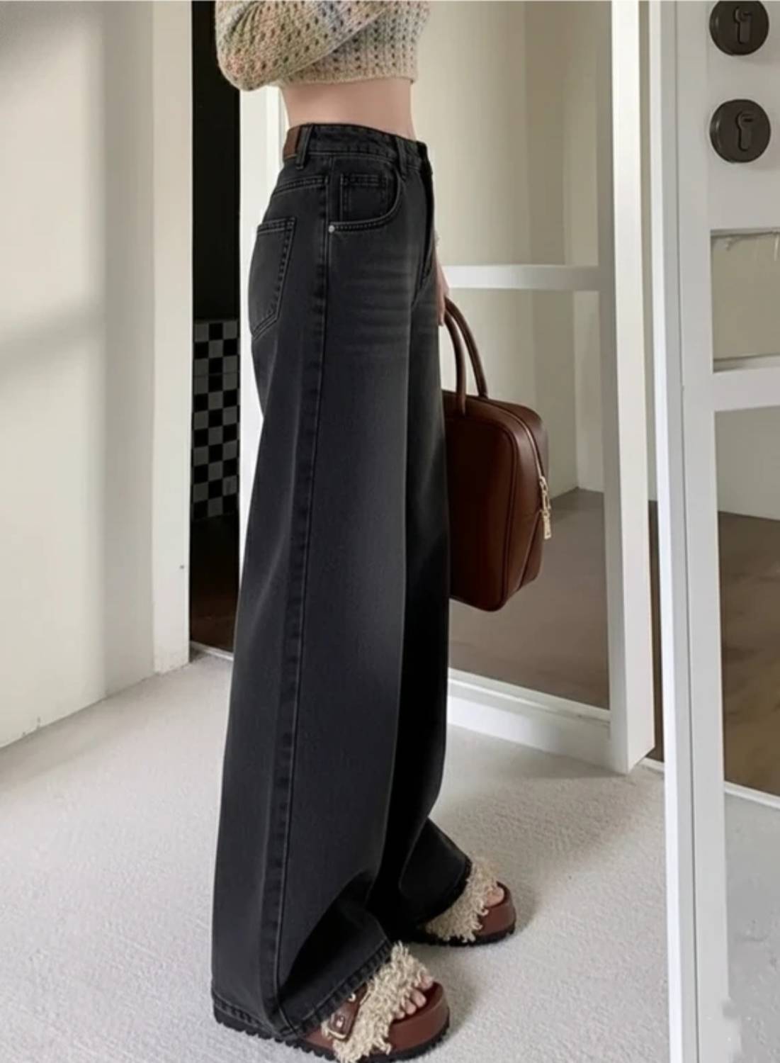 Kidoferia Wide Leg Black Women Jeans - Image 2