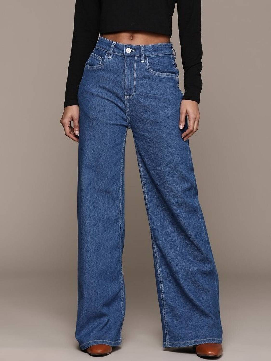 AKACY Wide Leg Women Dark Blue Jeans