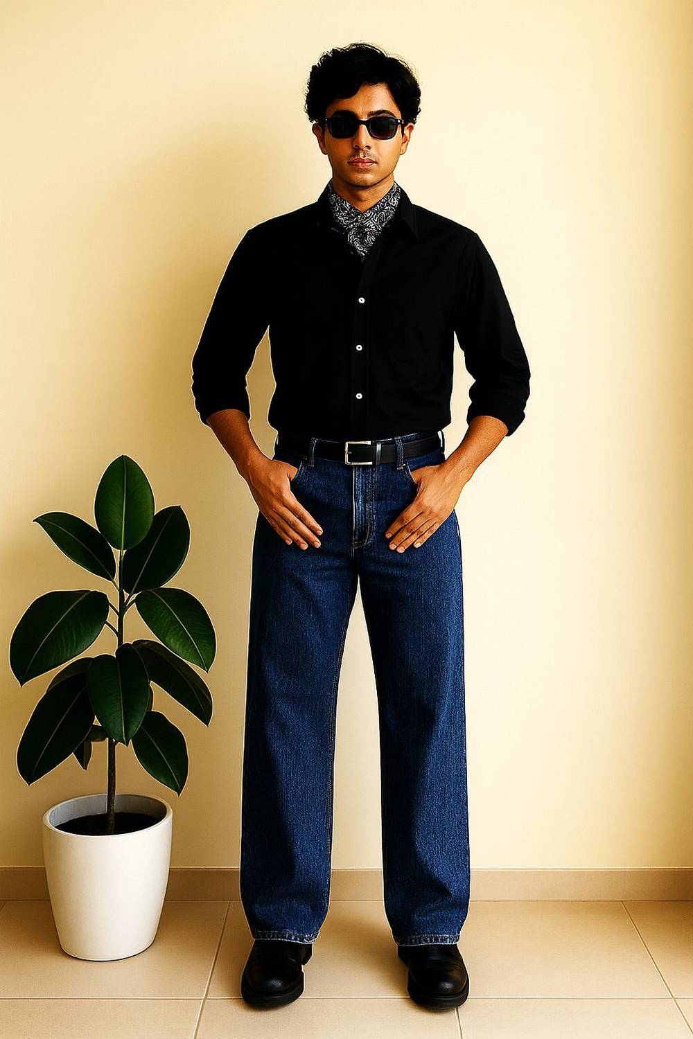 LEVORCE Loose Fit Men Dark Blue Jeans - Image 3