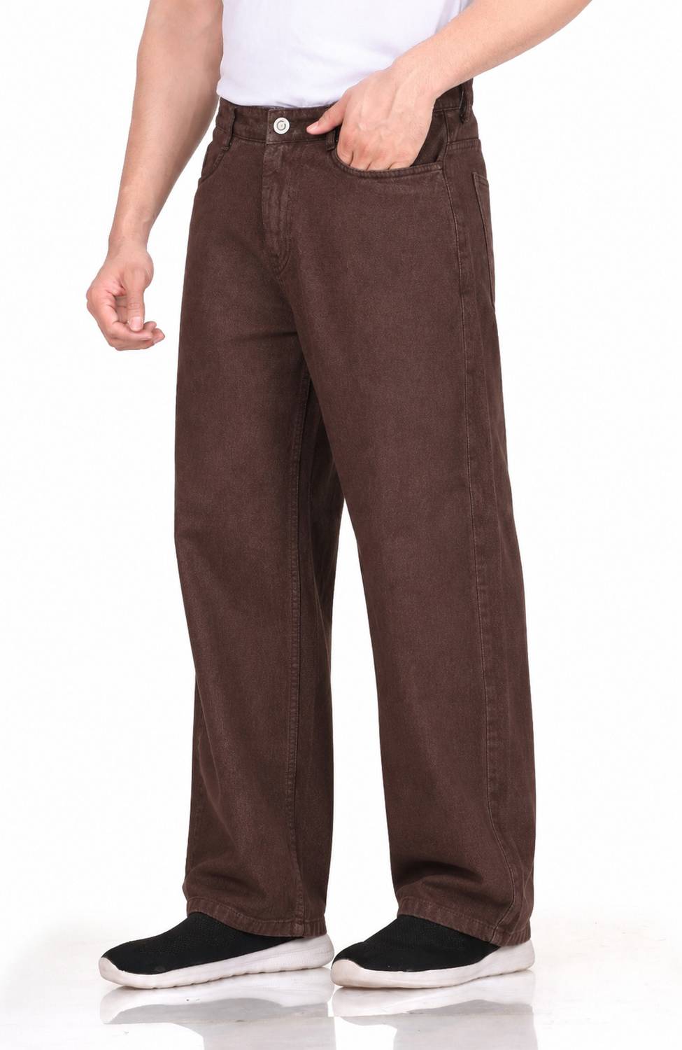 Wearo Loose Fit Men Brown Jeans - Image 5