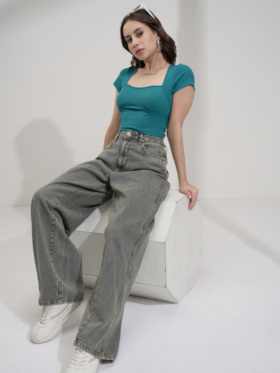 Image of Tokyo Talkies Loose Fit Women Grey Jeans