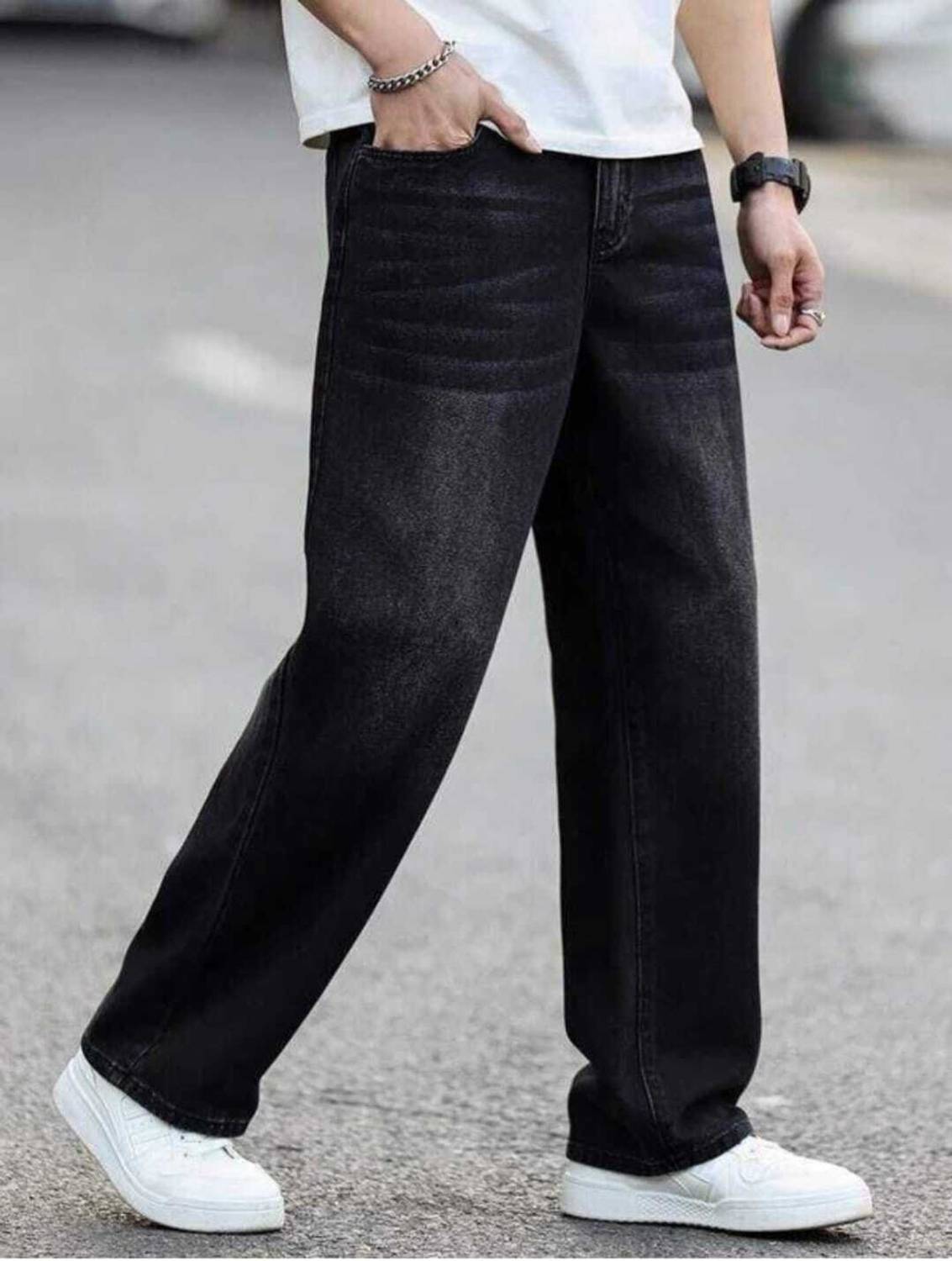 RKDENIM Wide Leg Men Black Jeans
