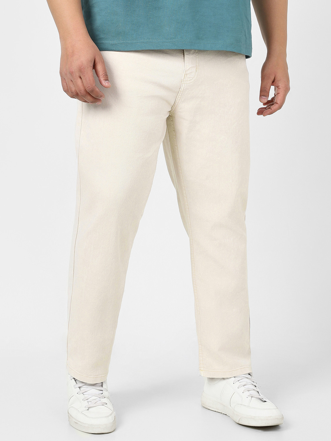 Image of Urbano Plus Straight Fit Men Beige Jeans