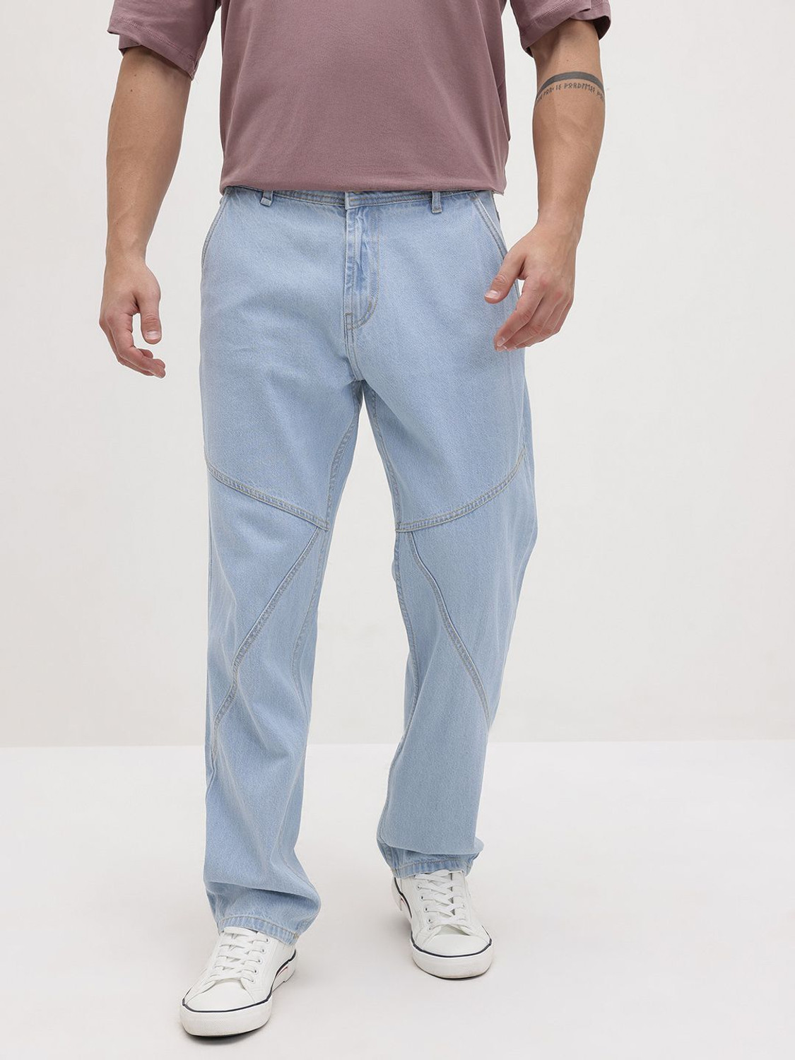 Image of Roadster Straight Fit Men Light Blue Jeans
