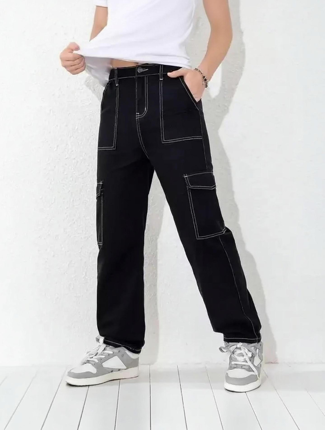 Image of DENIM FIT Loose Fit Men Black Jeans