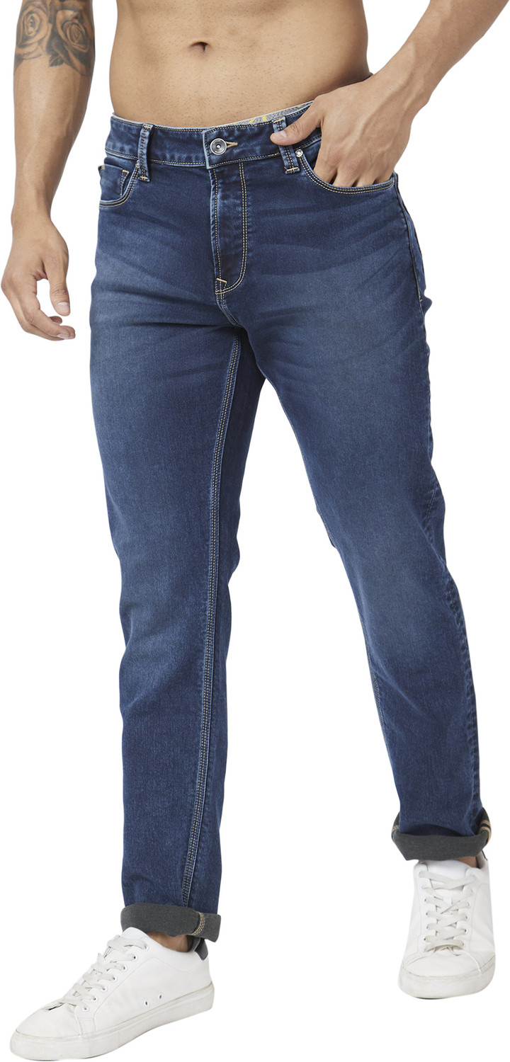 Image of Spykar Straight Fit Men Blue Jeans