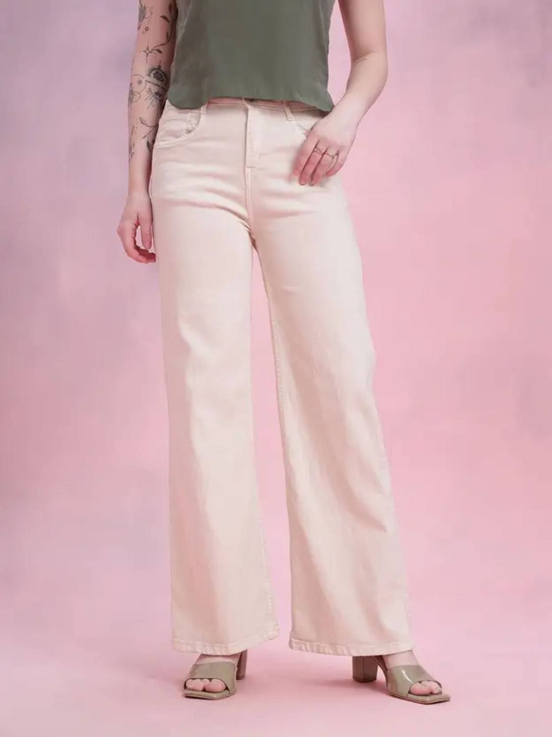 linaria Loose Fit Women Beige Jeans