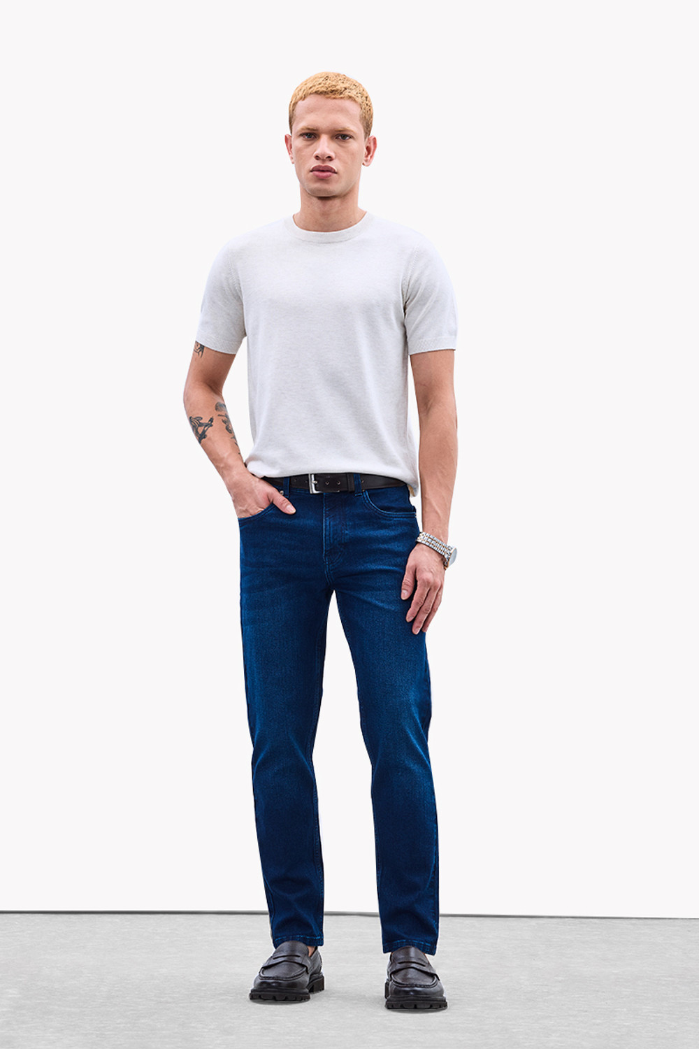 Image of Snitch Slim Men Dark Blue Jeans