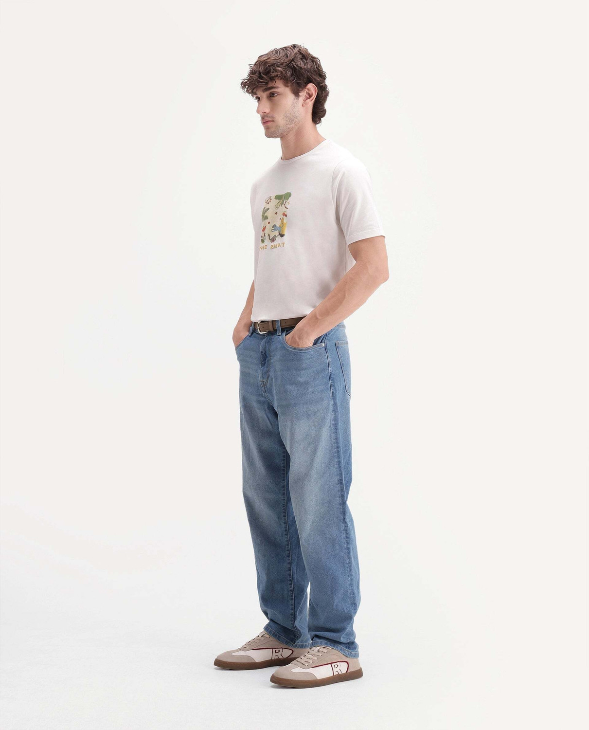 Image of RARE RABBIT Relaxed Fit Men Blue Jeans