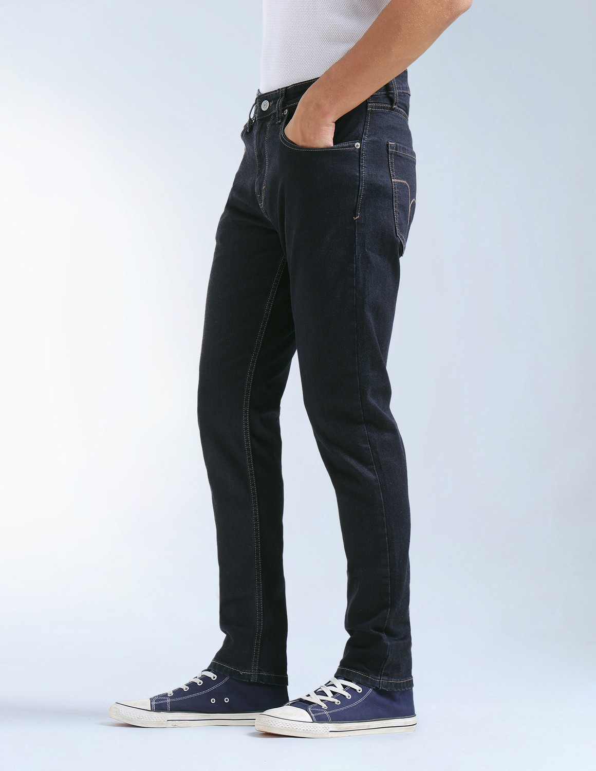 Image of FLYING MACHINE Tapered Fit Men Blue Jeans