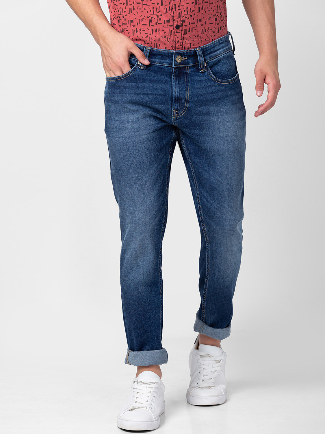 Image of Spykar Slim Men Blue Jeans
